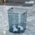 重安盛鼎  透明方形垃圾桶 简约高透材质底部加高卫生间厨房客厅现代垃圾桶 12L蓝色+银色压圈
