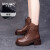奇普森（QIPUSEN）品牌马丁靴女粗跟防水台女靴2024春季新款系带短靴复古高跟靴子 棕色绒里 35