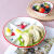 欧洲品质瓷盘子三格餐盘分格可爱卡通陶瓷盘子创意家用分餐盘带勺 草莓桃心碗 0寸