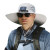 HKFZ 太阳能风扇防晒帽子男士夏季大帽檐户外登山钓鱼带风扇的遮阳帽 深灰水墨(普通款无风扇) 可调节