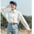 萦娪不透设计感小众白色衬衫女2023韩版宽松长袖衬衣上衣盐系 奶白带图案带标 S