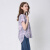 威鹏[纯棉]女士短袖衬衫夏季宽松设计感小众休闲格纹衬衣女H22018 淡紫色 M
