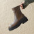 西域骆驼（VANCAMEL）品牌马丁靴女英伦风2024秋冬季品牌短靴子潮鞋一脚蹬弹力骑士靴靴 棕色绒里 23款 34