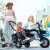 哈富龙（HAFULONG）儿童三轮车双人双座宝宝脚踏车双胞胎手推车婴儿轻便溜娃童车大号 黑色双人航空轮+安全带+后筐