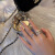冬灼电镀镶钻开口戒指 欧美大气文艺范首饰时尚个性设计感开口戒 金色。款式二