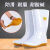 白色食品级雨鞋防滑耐磨柔软不发硬劳保食品水产雨靴胶鞋中高筒雨 平底中筒 筒高32厘米 42