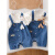 左别婴儿裤子6-12个月背带裤牛仔连体衣夏装兄妹装背带假两件超萌四个 粉色--兔子 66cm