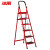 冰禹 BY-7525 红色梯子折叠梯 多功能梯子加厚人字梯 便携多用储物梯子 六步梯187cm