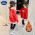 迪士尼（Disney）女童卫衣春装2023年新款韩版儿童假两件洋气潮中大童女孩加厚上衣 红色(春秋款) 110