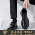AEXP阿玛尼尼旗舰男款休闲皮鞋夏季正装商务感英伦风黑色增高皮鞋 黑色 38