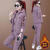 千莎娃女衣服新款2024爆歀款 网红 最新款秋三件套加绒加厚运动服冬季装 紫色 M 建议90-105斤
