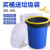 适用厨房垃圾桶大号带盖商用容量加厚公共户外环卫塑料工业圆形桶 100L蓝色无盖+袋子