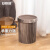 安赛瑞 垃圾桶 复古仿木纹圆形垃圾桶 客厅厨房饭店酒店垃圾桶 10L 银灰色 7F00126
