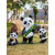 鸿日光辉户外仿真熊猫摆件幼儿园可爱小动物装饰花园庭院草坪造景园林雕塑 61厘米站姿吃竹子熊猫