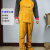 英格杰家 牛皮电焊工作服防磨耐烫防火线焊工烧焊围裙隔热反穿衣劳保服 黄色 160--170cm 
