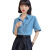 倾幻港风牛仔衬衫女设计感薄款上衣衬衣夏季2024新款韩版温柔短袖 蓝色 S