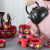 懒人茶具套装家用陶瓷功夫茶杯自动泡茶器简约办公室客厅茶盘整套 自动（祥龙盛世/红)—六杯+茶叶罐