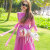 范哲茵2024年夏装新款韩版洋气高级感宫廷风气质法式褶皱领时尚连衣裙女 玫紫色 S (80-98斤内)