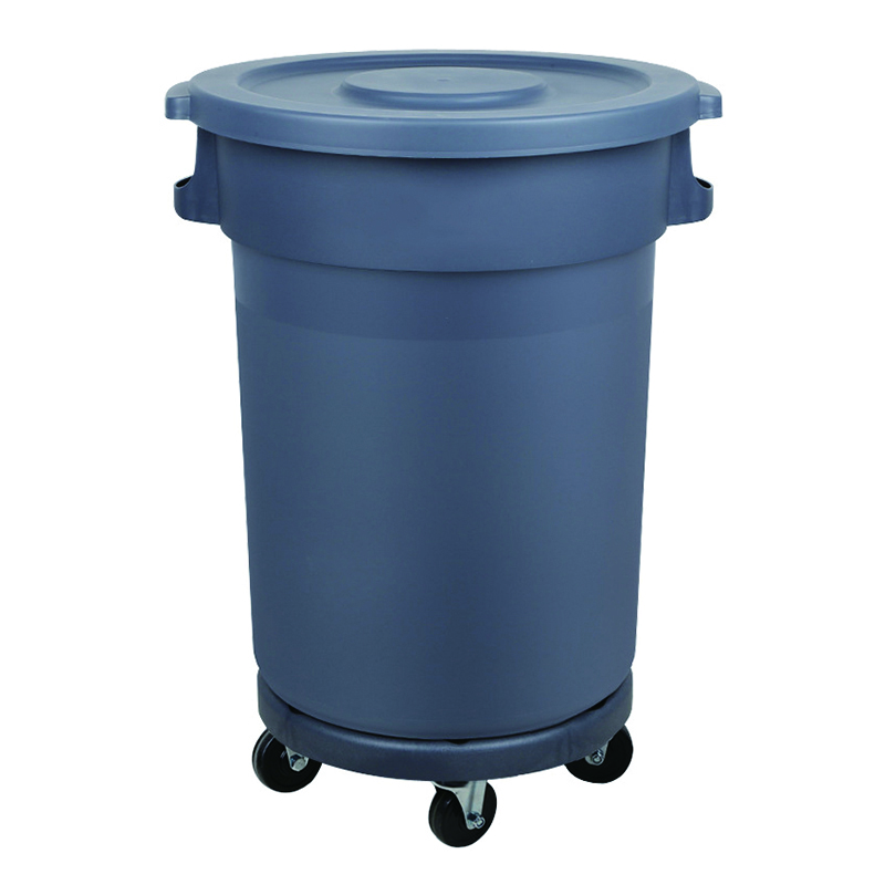 创悟邦 加厚带盖垃圾桶 户外环卫清洁工业商用塑料垃圾筒 FB2239圆形有盖80L