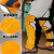 KYCXD焊工牛皮护膝 电焊防烫护腿 耐磨耐高温焊工防护装备腿部防护用品 黄色护脚筒高40CM粘贴款