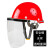 迪际 安全帽式电焊面罩 面屏烧焊工防护面罩 铝合金支架PC电焊面屏防飞溅打磨透明焊帽头戴式 红色安全帽+支架+透明屏