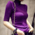wsng中袖针织衫2021春秋新款修身显瘦半高领五分袖内搭打底衫上衣女 紫色 2XL