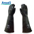 Ansell 87-104橡胶防化手套工业耐酸碱黑色加长加厚防腐蚀耐浓酸碱 黑色 M 