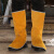 LISM电阻燃防护护脚套耐高温防火花烫阻燃隔热牛皮鞋罩盖装备焊工护腿 黄色系带短款