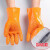 丁腈橡胶手套大口浸胶防油防水耐磨加厚工业柴油电焊工作保护手套 橘色止滑手套(加绒款):3双 XL