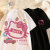 路麦恩HelloKitty凯蒂猫女童棉t恤短袖2024夏季新款洋气时髦半袖上衣 黑色 120cm