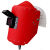 *定制头戴式电焊面罩红钢纸焊帽焊工防护焊接氩弧焊防火星防高温 可视窗翻盖面罩带帽卡槽