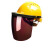 扬笙福定制电焊面罩配安全帽式焊工防护面具防烤脸护脸全脸焊头戴式焊帽 (茶色)面罩+三筋透气(黄色)