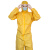 防腐蚀耐酸碱工作服 防护衣 实验室危化品化学防护服连体防化服 黄色(增强型化学防护服)+脚套 XL