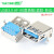 USB3.0-AM/AF 90/180度 USB A母座A公头B母方口 A型B型接口连接器 USB3.0AF-90度插板(蓝胶-有边)(5个)