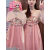 迪士尼新中式改良汉服国风元素亲子装印花气质温柔母女装古风童装连衣裙 藕粉色 儿童120