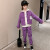 奥米鼠童装女童套装春秋装2021新款韩版儿童套装中大童时髦外套卫衣裤子三件套女孩潮装3-14岁 紫色(两件套) 170码建议身高1米6左右