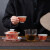 景德镇仿古泥矾红鱼化龙盖碗茶杯家用陶瓷泡茶碗红龙纹三才马蹄茶具 1个 仿古泥矾红鱼化龙-盖碗简装