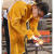 电焊工牛皮耐磨隔热防烫耐高温防护衣反穿衣焊工围裙氩弧焊工作服 桔色加长款低领长袖120cm XL