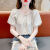 蒂洛缇娜法式泡泡袖衬衫女年夏季新款韩版一字肩短袖衬衣气质显瘦上衣 杏色 3XL