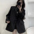 艾格高级感黑色西装外套女2023年春秋新款韩版宽松小个子西服套装上衣 黑色 L(建议100-110斤)