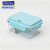 Glasslock进口耐热玻璃保鲜盒可微波炉加热分隔便当盒带餐具饭盒 蓝色盖分隔(内置餐具)