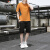 啄木鸟短袖T恤男士潮牌ins夏季薄款纯棉上衣服青少年短裤休闲运动套装 卡其 XL