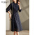 梵希蔓简约气质女连衣裙中长款春春季新款显瘦优雅感伞裙 F8721 藏青色 S