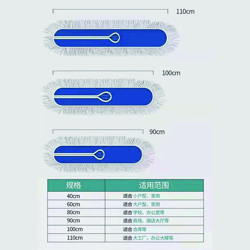 喵桥（MIAOQIAO）工业工厂车间酒店尘推大码拖把排拖保洁平板长托把蓝色替换布60cm