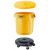圆形塑料桶储物桶带盖大号垃圾桶户外小区物业塑料环卫桶加厚 特厚75升黄+盖子+底座