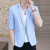 费洛仕夏季七分袖西服男士青年小西装韩版修身非主流中袖潮流薄款发型师 5503黑色 XL