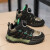 哈比熊（HOBIBEAR）男童鞋子夏季款2024新款皮面防水儿童运动鞋中 黑色 27标准运动码