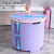 慕亚（MUYA）泡澡桶成人折叠浴桶儿童洗澡桶浴缸成人浴盆家用全身沐浴桶 【加大加厚】紫-带盖+浴凳