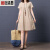 登森图40-50岁中年妇女夏天穿的短款裙子夏季2024新款棉麻连衣裙韩版 卡其色 M100至115斤