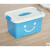 收纳箱塑料特大号衣服储蓄储物箱玩具整理箱有盖收纳盒三件套 新款蓝色笑脸 小号手提长28宽21高17厘米